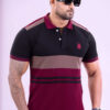 The Next One Men’s Polo Tee 3 Tone-Maroon Blended with Black & Light Brown